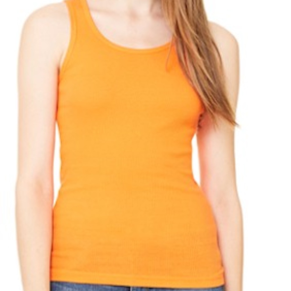 Womens Activewear Cotton Rib Tank Orange Large NWT